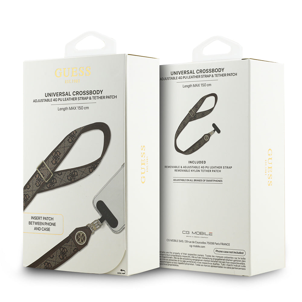 Guess Orjinal Lisanslı Taşlı 4G Metal Logolu Çapraz Vücut Telefon Askı Kayışı 150cm