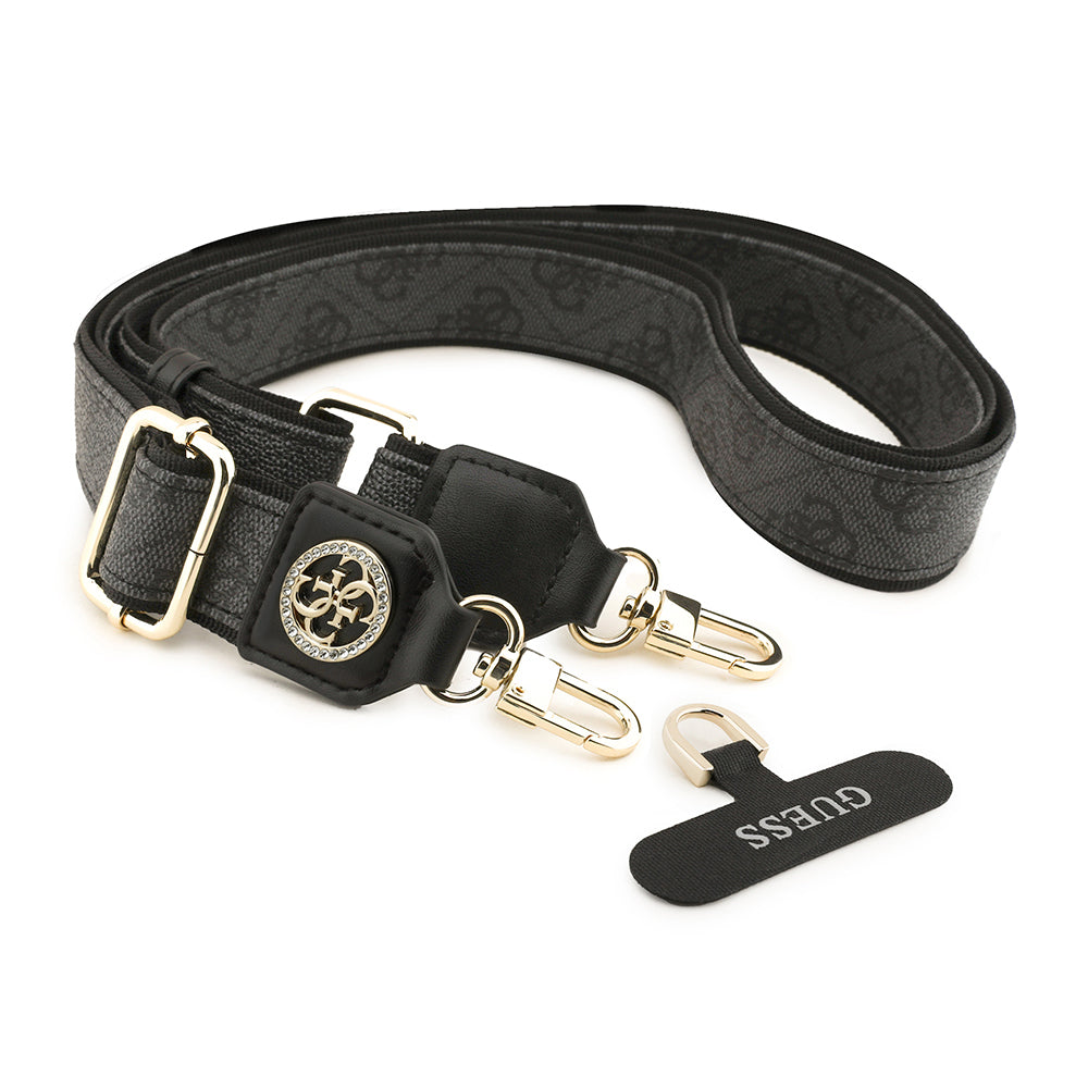 Guess Orjinal Lisanslı Taşlı 4G Metal Logolu Çapraz Vücut Telefon Askı Kayışı 150cm