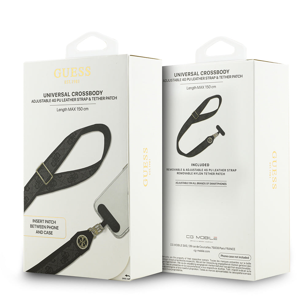 Guess Orjinal Lisanslı Taşlı 4G Metal Logolu Çapraz Vücut Telefon Askı Kayışı 150cm