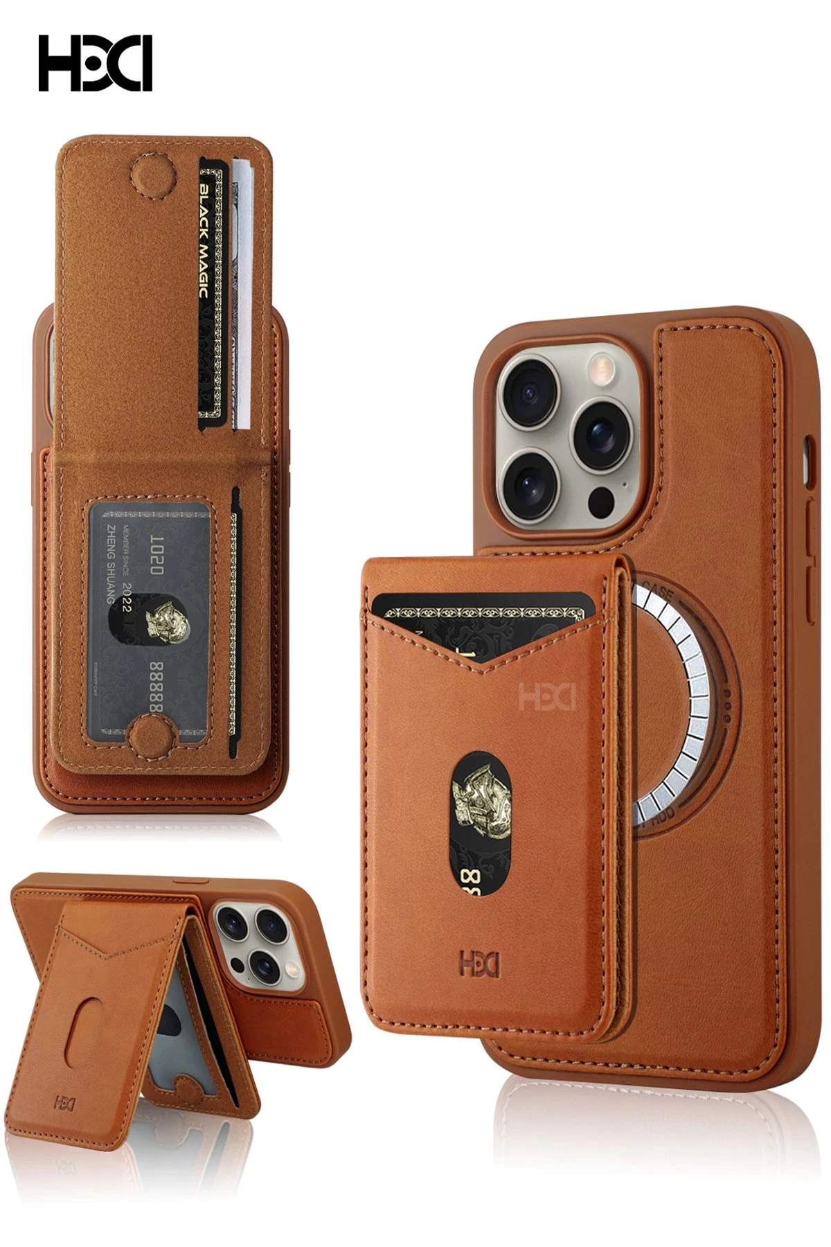 HDD Apple iPhone 15 HBC-246 Ottawa Magnet Kartvizitli Standlı Telefon Kılıfı