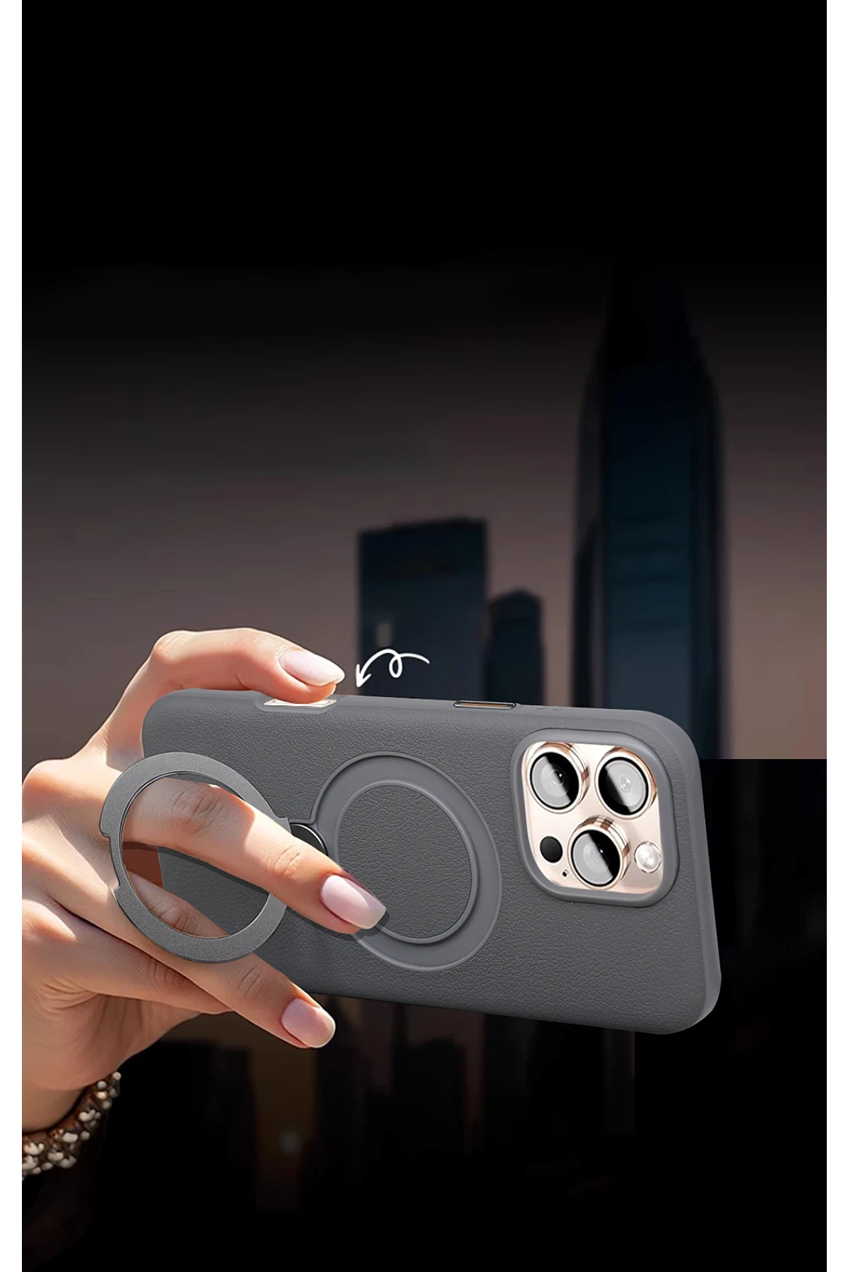 HDD iPhone 16 Pro Vapor Deri Magsafe Standlı Telefon Kılıfı