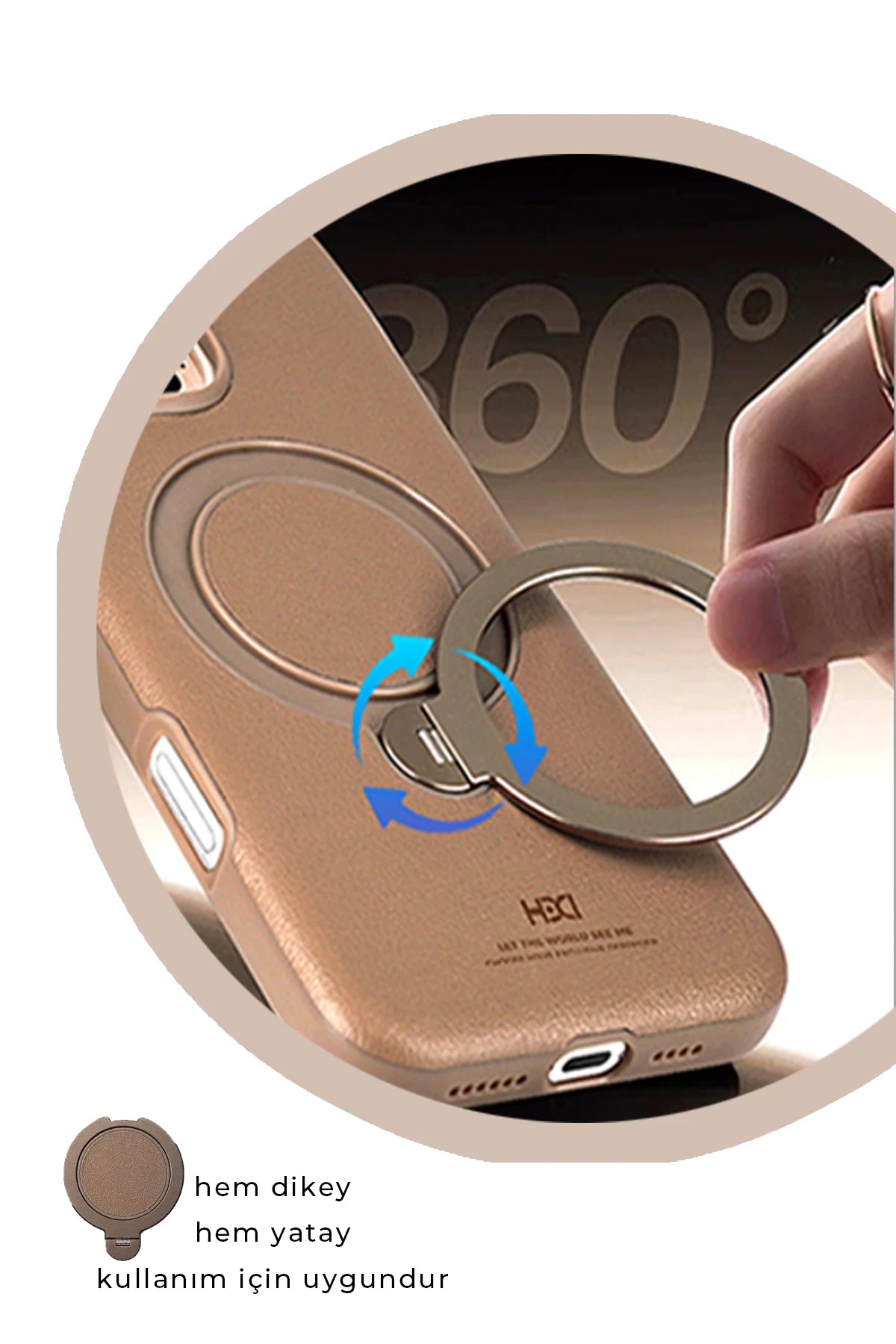 HDD iPhone 16 Pro Vapor Deri Magsafe Standlı Telefon Kılıfı