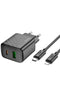 Hoco. CS23A Sunlight 30W 1 Adet Type-C ve 1 Adet USB 3.0 QC Çıkışlı Ekstra Type-C to Lightning Kablolu PD Hızlı Şarj Aleti