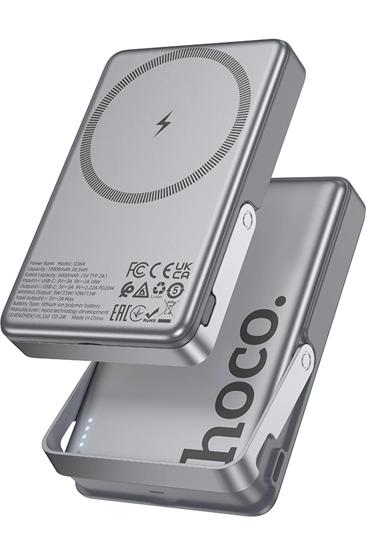 Hoco. Q36A Sunlight 10.000 mAh 20W Type-C ve 10W Kablosuz Şarj PD Magsafe Standlı Powerbank