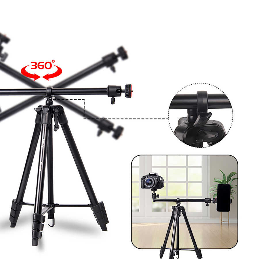 Jmary KP2207 Tripod 4 Farklı Yükseklik Ayarı 133 cm 360 Derece Dönebilen Başlık - 3