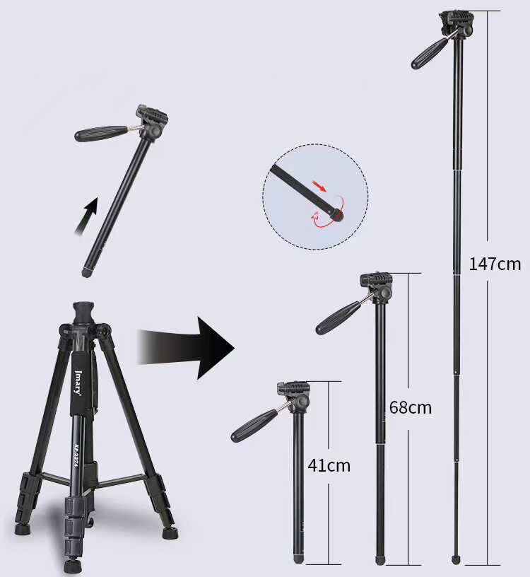 Jmary KP2274 Yatay Dikey 360 Derece Fonksiyonel Tripod 167cm - 6