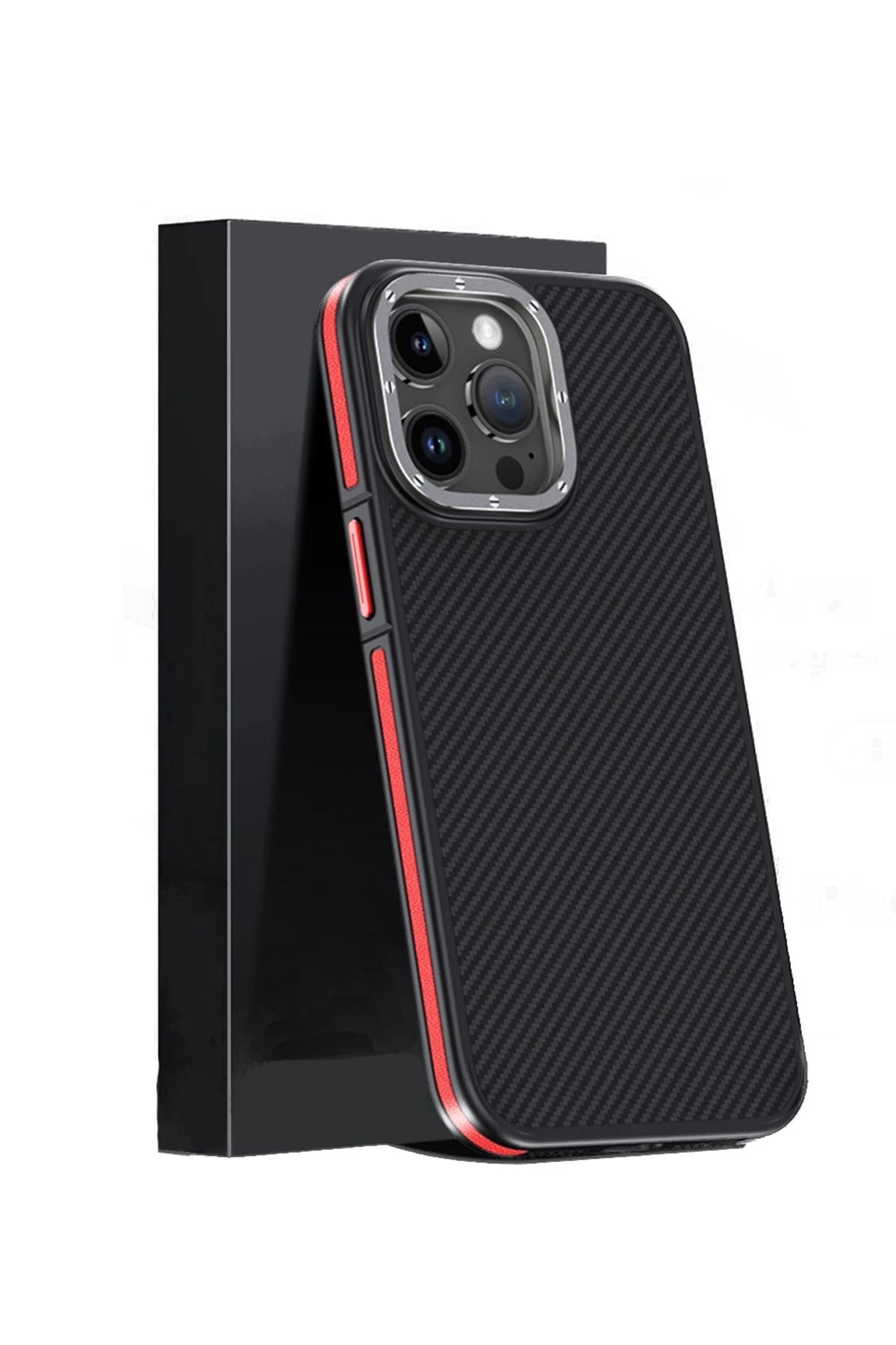 Joko iPhone 15 Pro Max Kılıf Aramid 600D Kevlar Karbon Fiber Magsafe Telefon Kılıfı