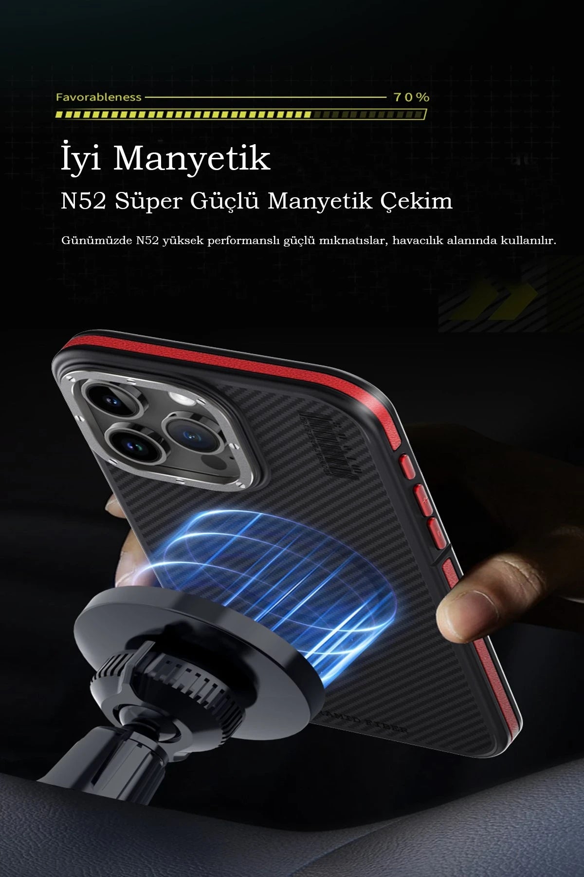 Joko iPhone 15 Pro Max Kılıf Aramid 600D Kevlar Karbon Fiber Magsafe Telefon Kılıfı