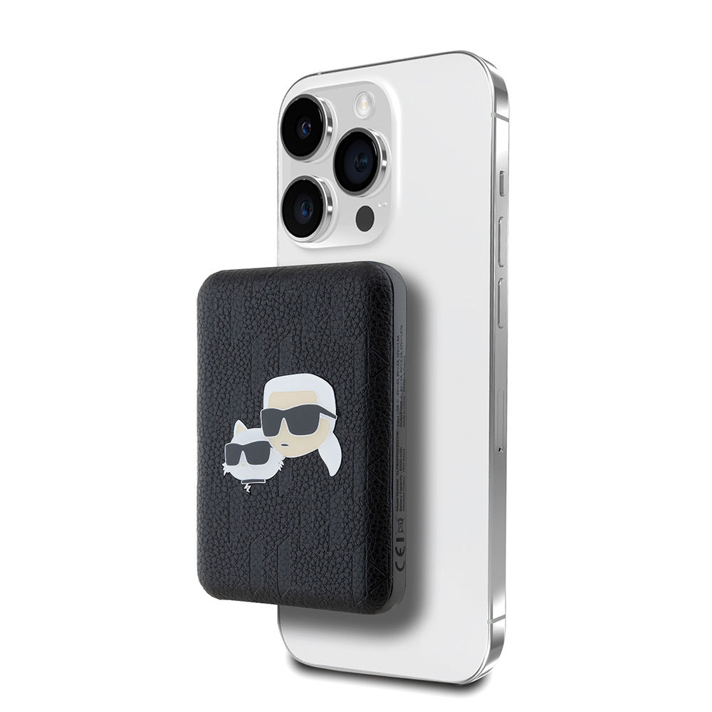 Karl Lagerfeld Orjinal Lisanslı M-safe Led Işık Göstergeli Metal Logolu PU Deri Powerbank 5000mAh
