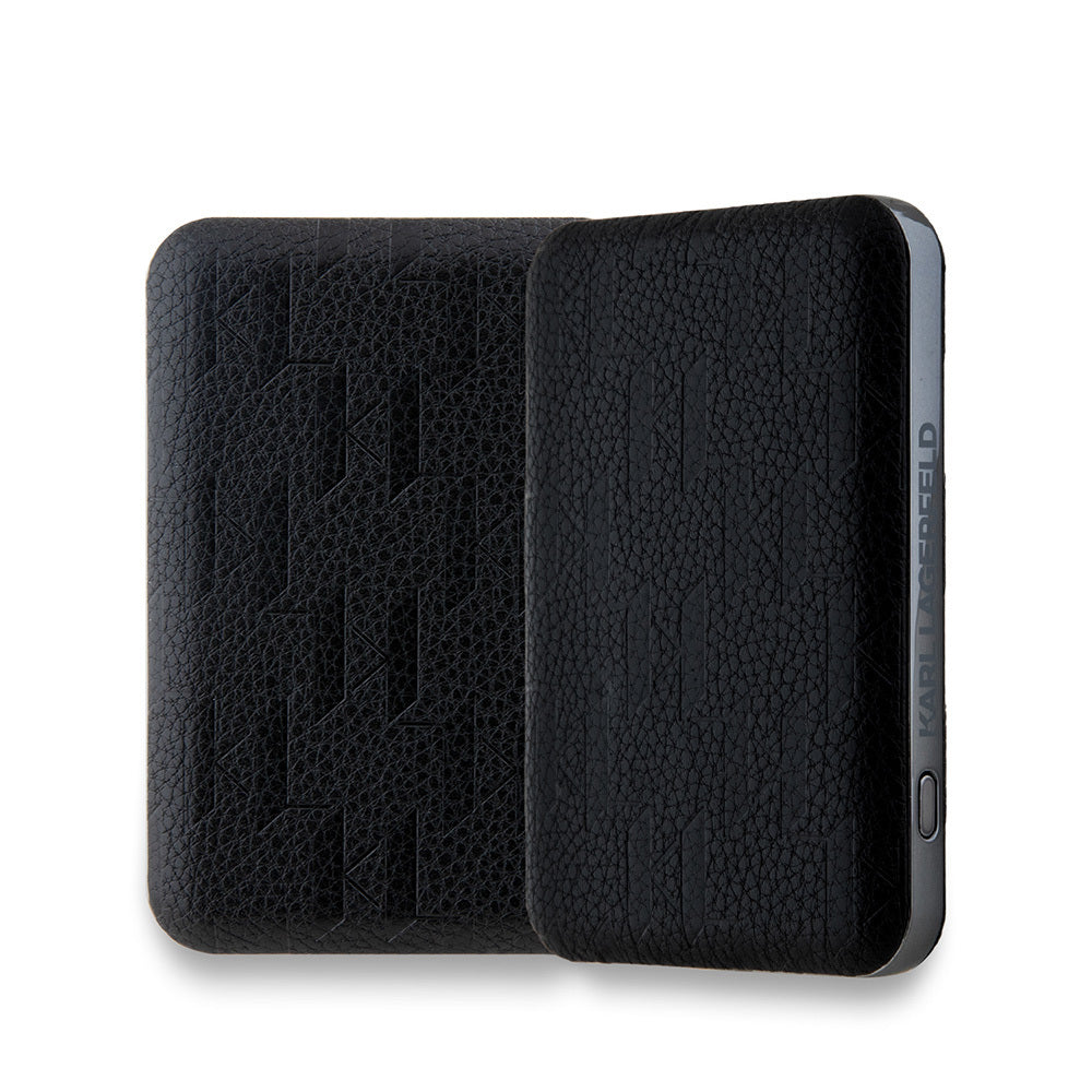 Karl Lagerfeld Orjinal Lisanslı M-safe Led Işık Göstergeli Metal Logolu PU Deri Powerbank 5000mAh