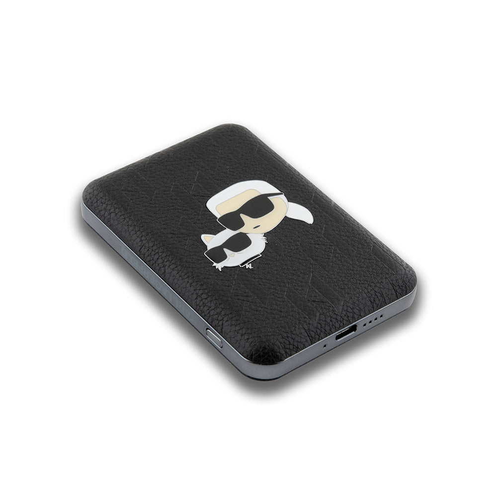 Karl Lagerfeld Orjinal Lisanslı M-safe Led Işık Göstergeli Metal Logolu PU Deri Powerbank 5000mAh