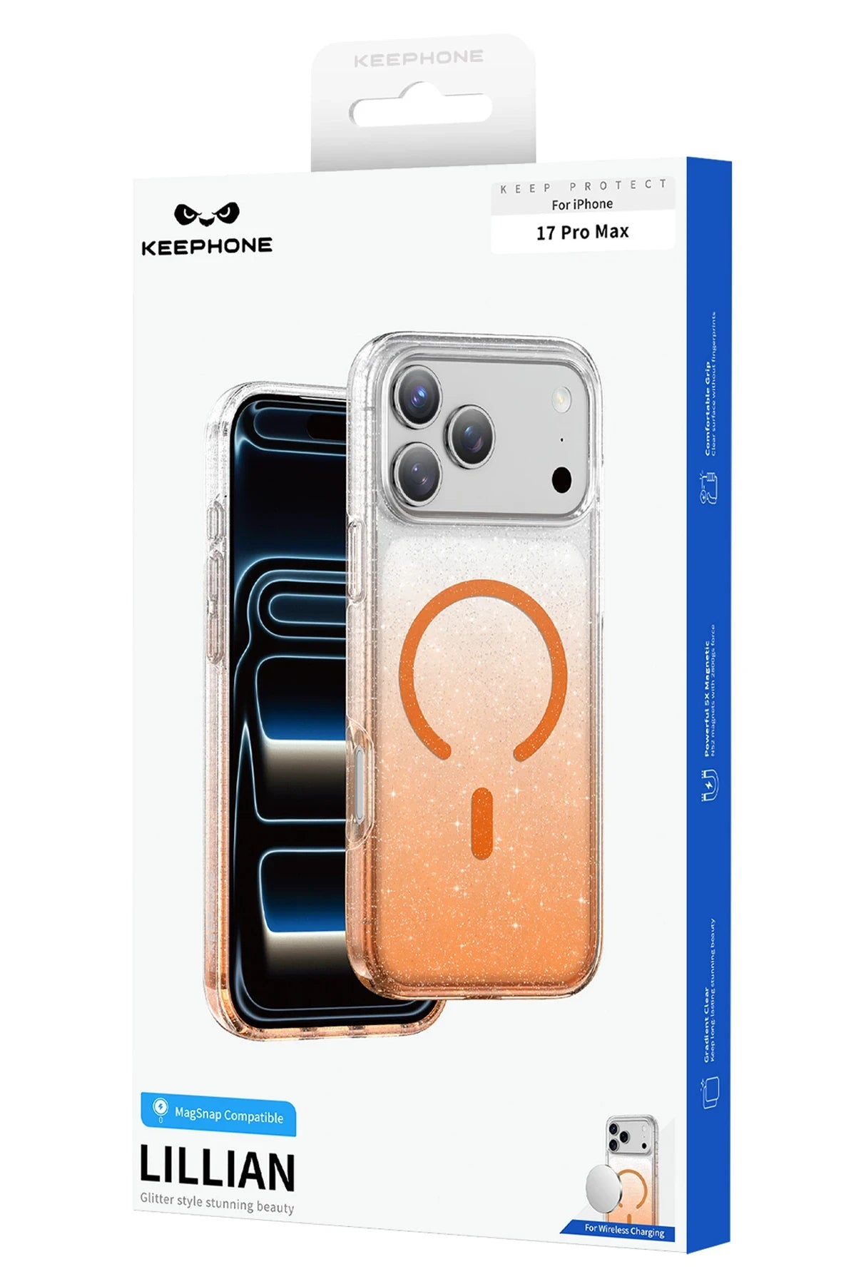 Keephone Apple iPhone 17 Pro Lillian Simli Magsafe Telefon Kılıfı