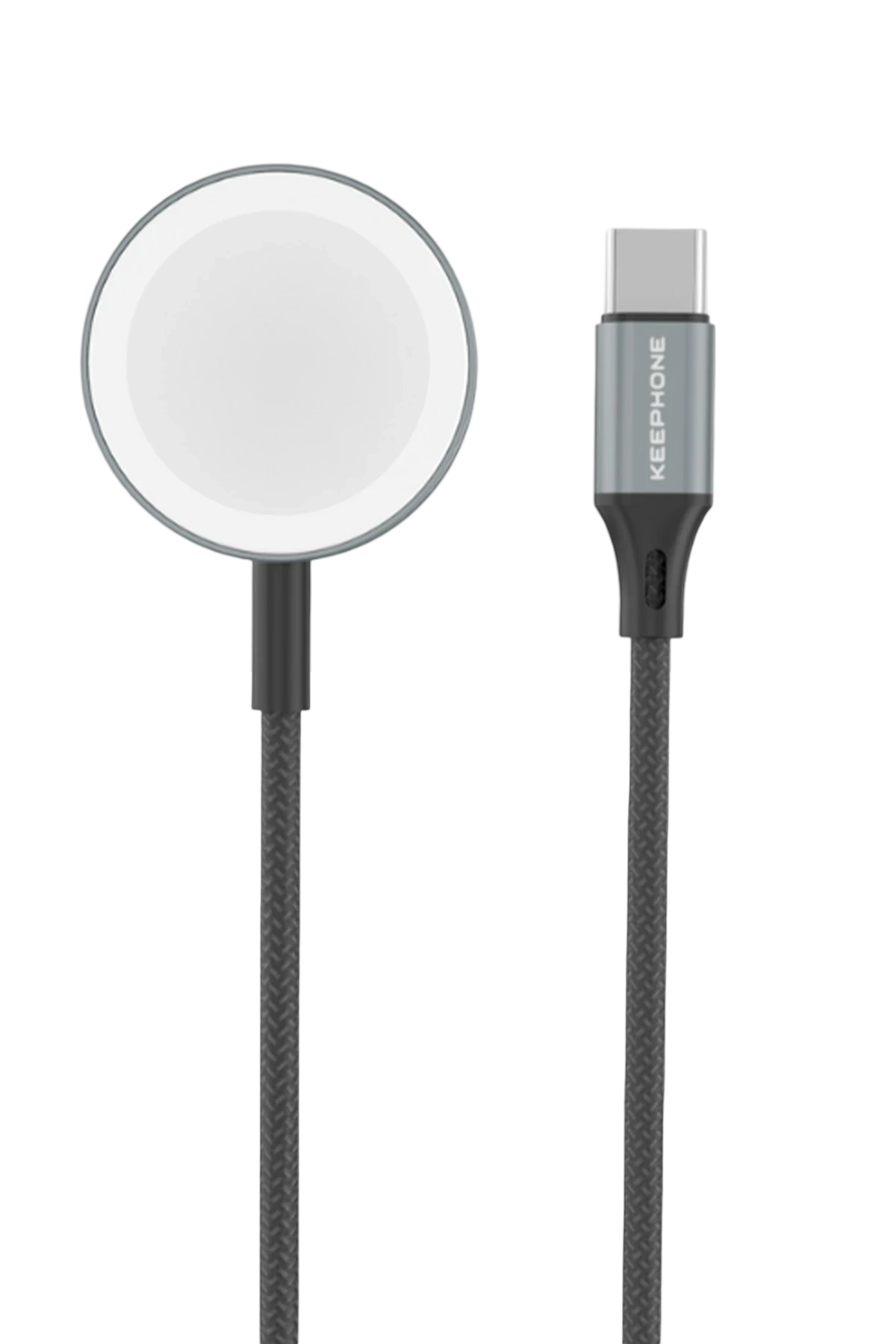 Keephone IC-026 Type-C to Kablosuz Saat Şarj Çıkışlı Örgü Hızlı Şarj Kablosu