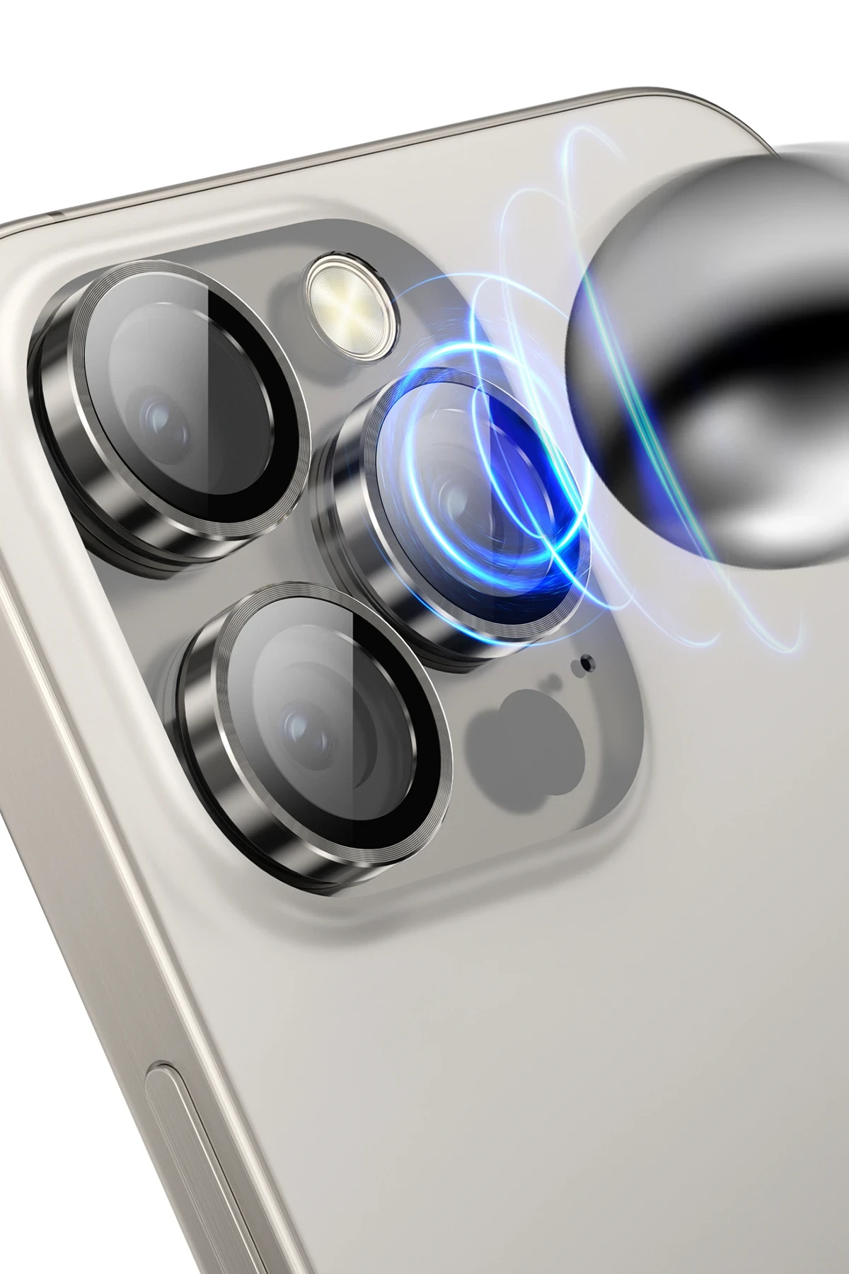 Keephone iPhone 14 3D Spiral Alüminyum AR Kamera Lens Koruyucu