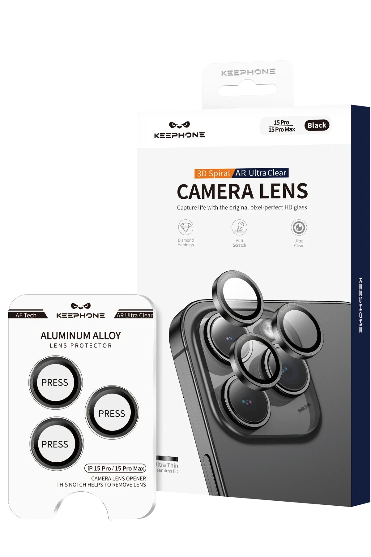 Keephone iPhone 14 3D Spiral Alüminyum AR Kamera Lens Koruyucu