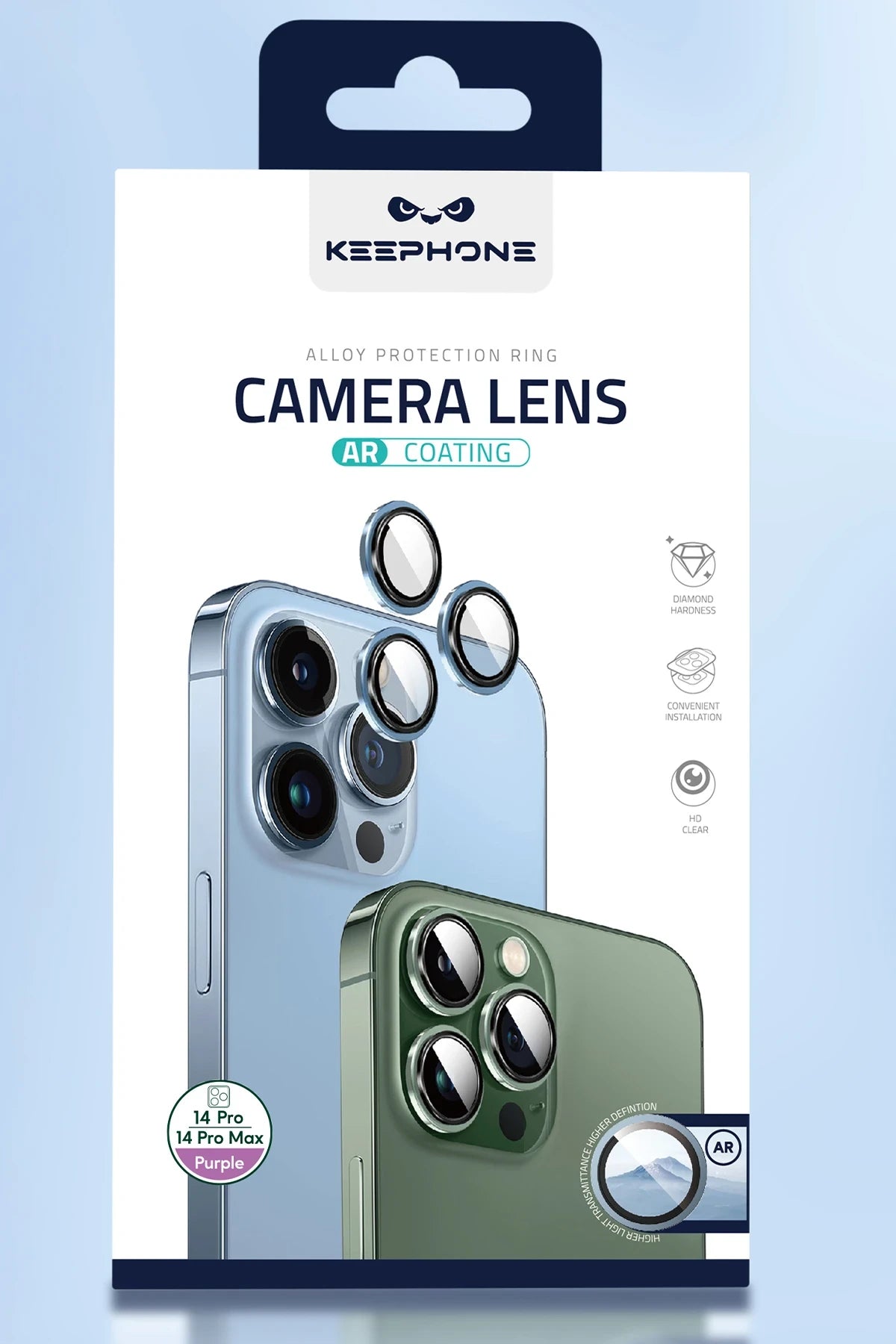 Keephone iPhone 14 Pro Max Capital Alüminyum AR Kamera Lens Koruyucu