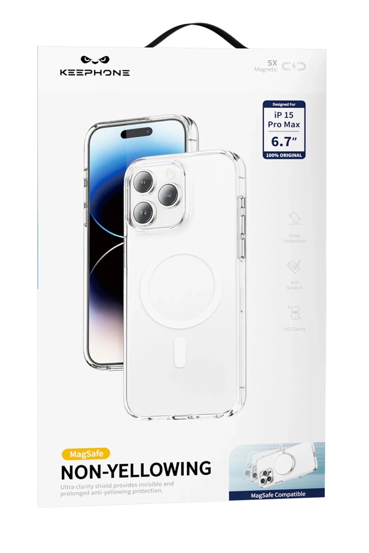 Keephone iPhone 15 Pro Non Yellow Şeffaf Magsafe Telefon Kılıfı