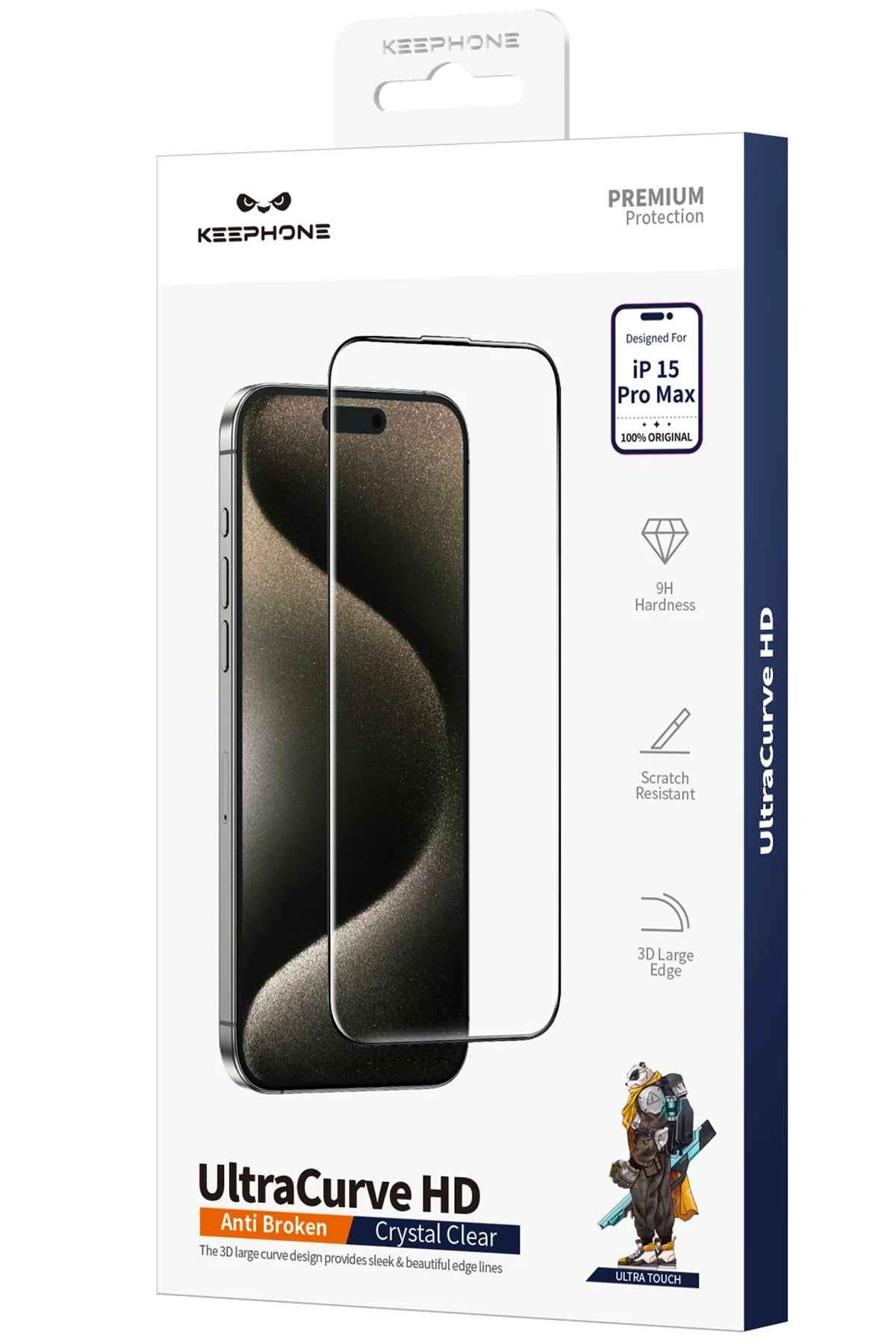 Keephone iPhone 15 Pro UltraCurve HD 3D Cam Ekran Koruyucu