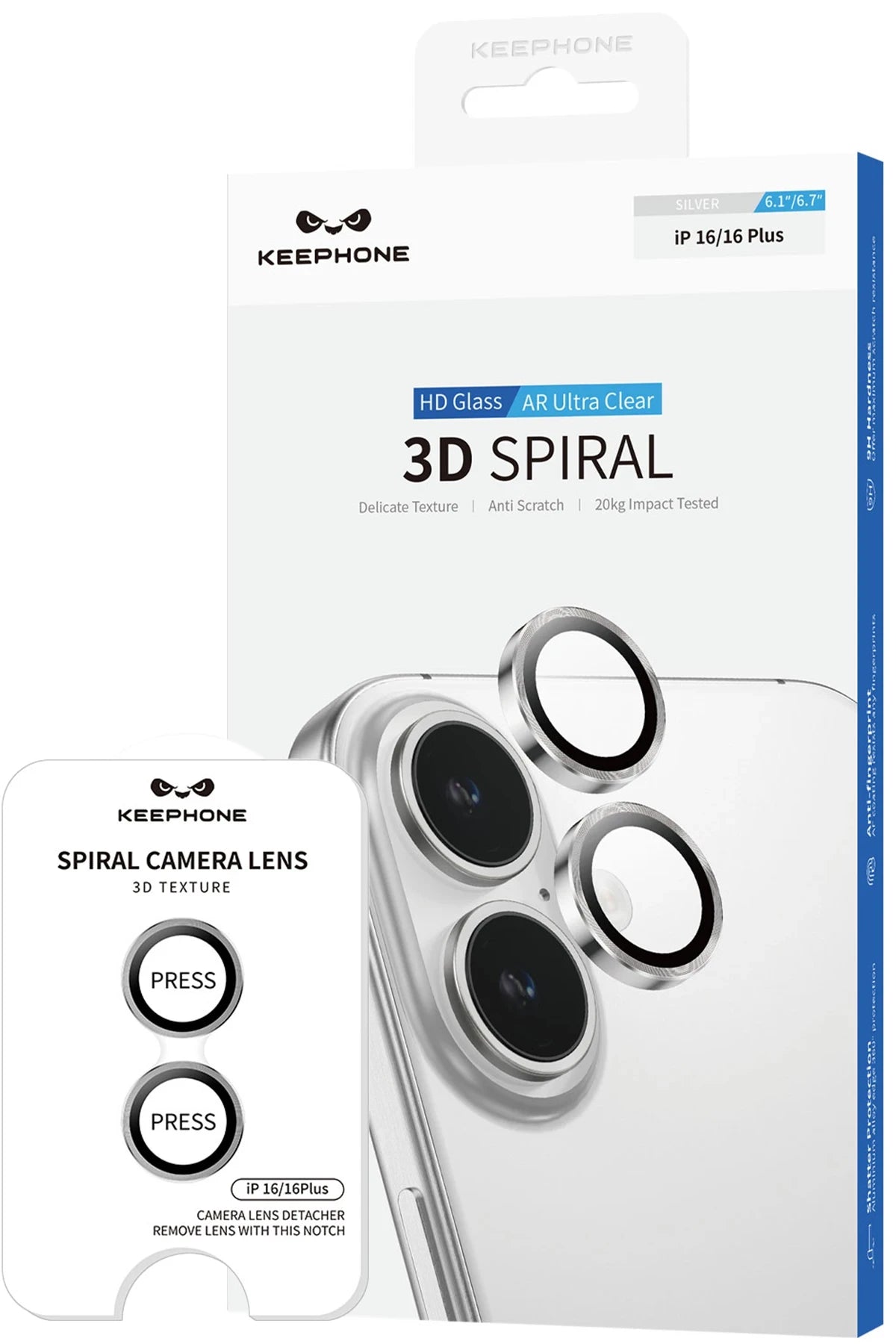 Keephone iPhone 16 3D Spiral Alüminyum AR Kamera Lens Koruyucu
