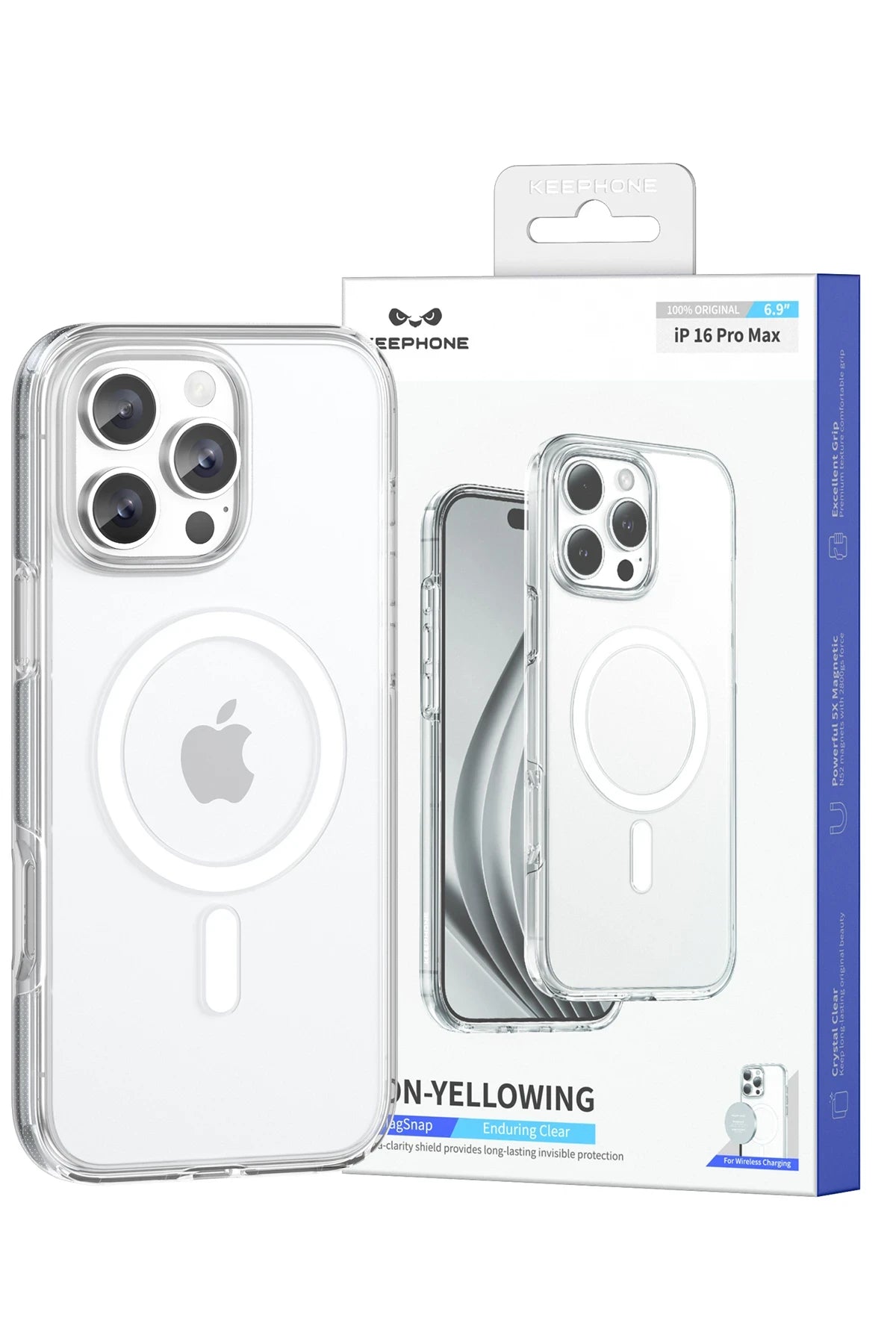 Keephone iPhone 16 Non Yellow Şeffaf Magsafe Telefon Kılıfı