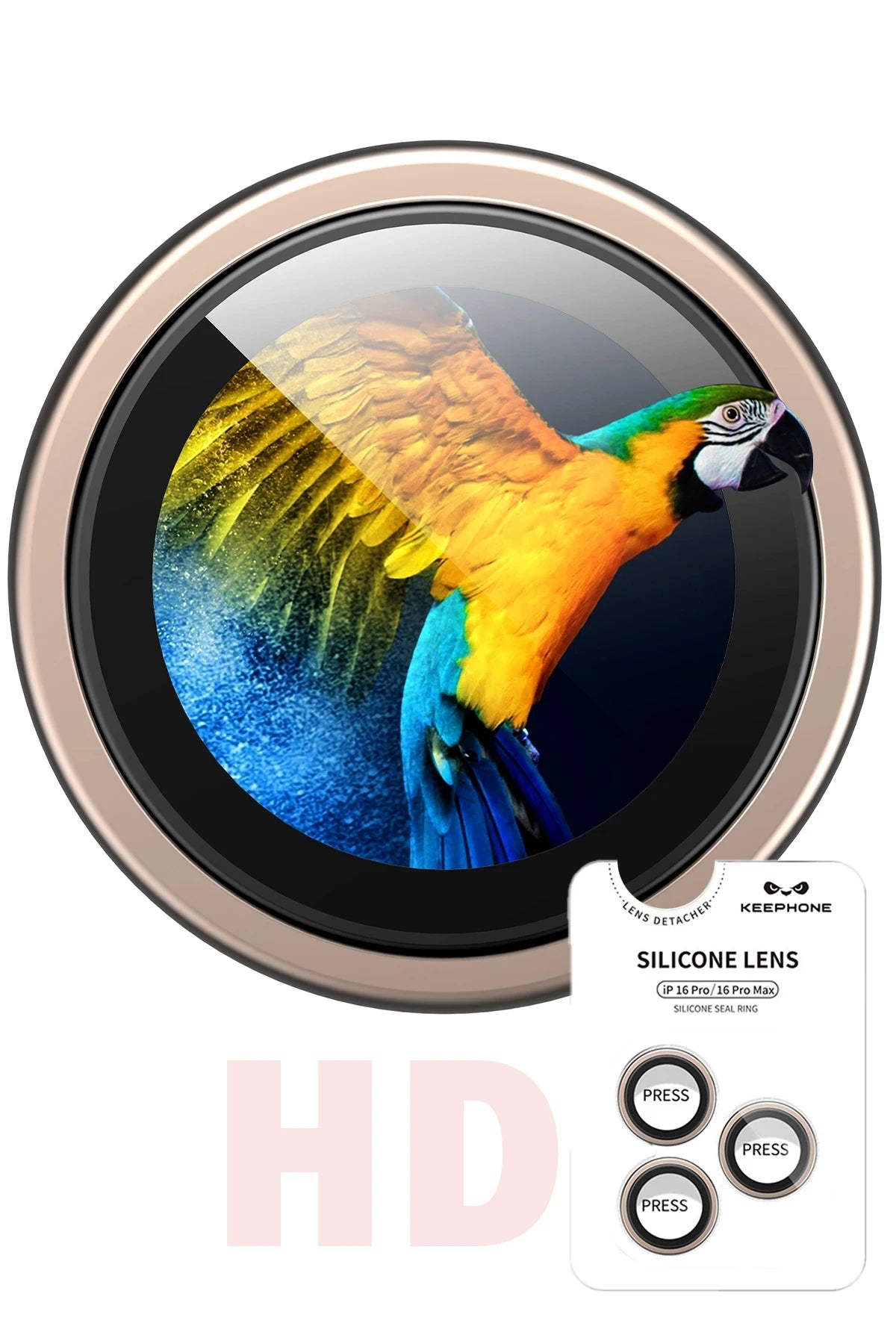 Keephone iPhone 16 Pro Max Silikon Metal Kamera Lens Koruyucu