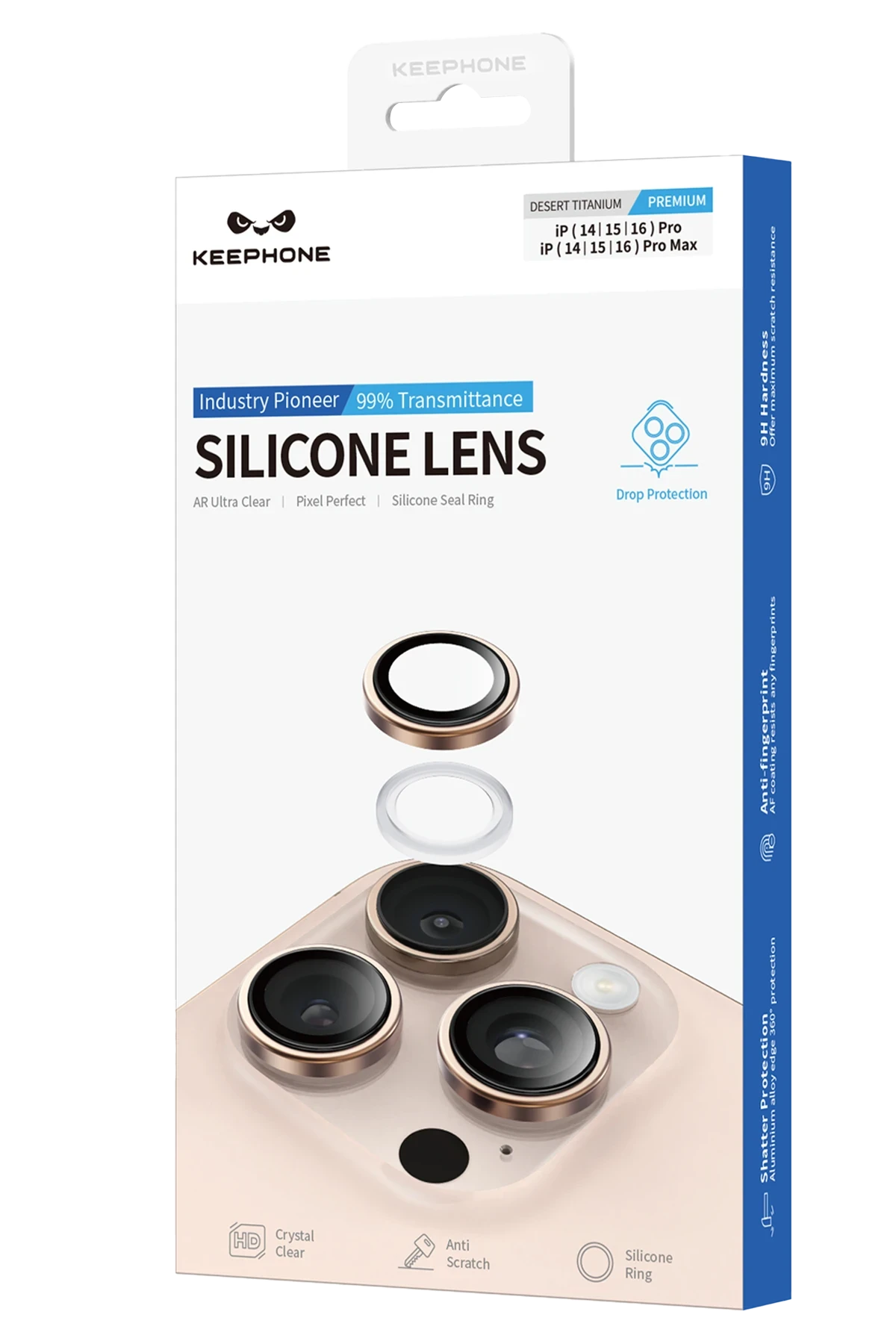 Keephone iPhone 16 Pro Max Silikon Metal Kamera Lens Koruyucu