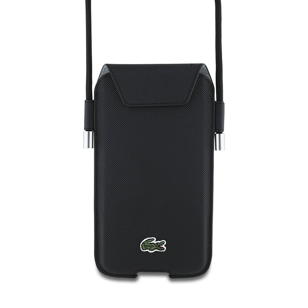 Lacoste Orjinal Lisanslı Çapraz Vücut Askılı PU Pike Desenli 6.7 inç'e Kadar Universal Telefon Kılıfı - 1