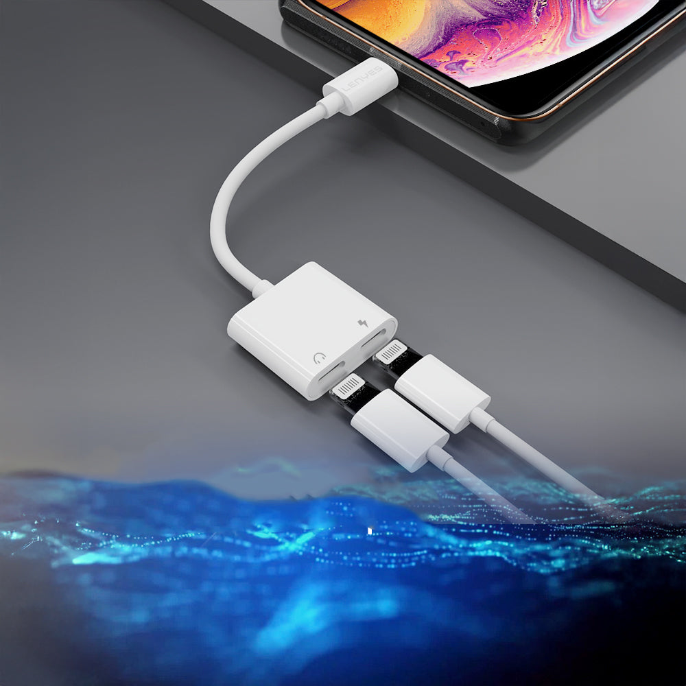 Lenyes AX92 Lightning to Lightning 2in1 Şarj ve Kulaklık Dönüştürücü Adaptör