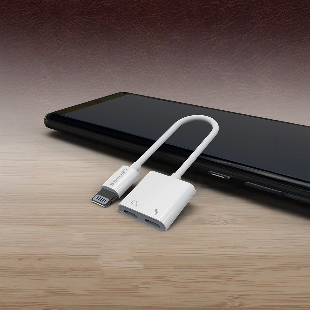 Lenyes AX92 Lightning to Lightning 2in1 Şarj ve Kulaklık Dönüştürücü Adaptör