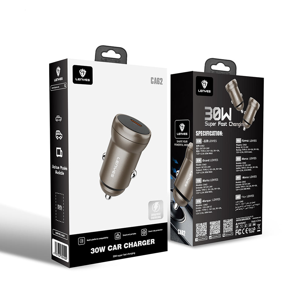 Lenyes CA62 Hızlı Şarj Özellikli Type-C Portlu PD Araç Şarj Aleti 30W