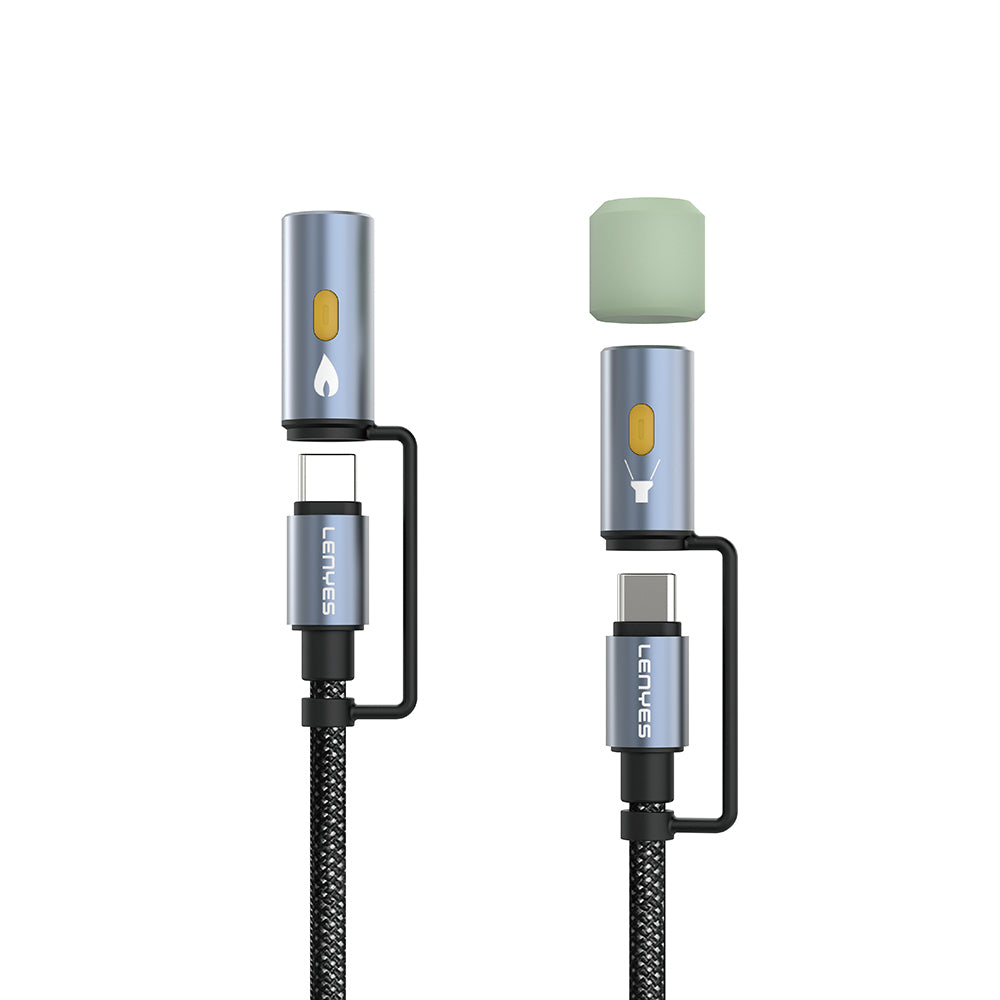 Lenyes LC111 Fener Ve Çakmaklık Özellikli 4in1 60W 1 Metre Çoklu Şarj Kablosu