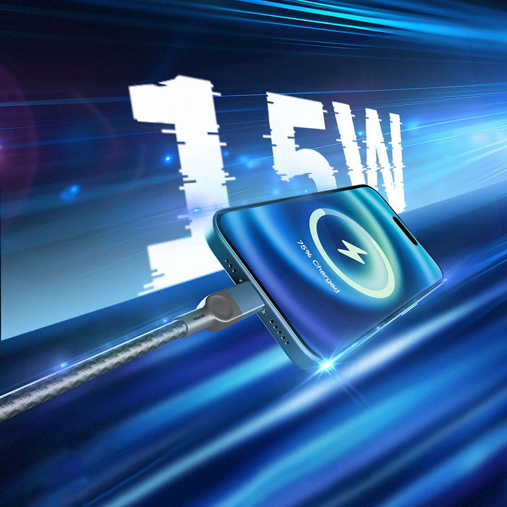 Lenyes LC514 USB-A to Lightning Hızlı Şarj Özellikli Örgülü 15W 1 Metre Data ve Şarj Kablosu