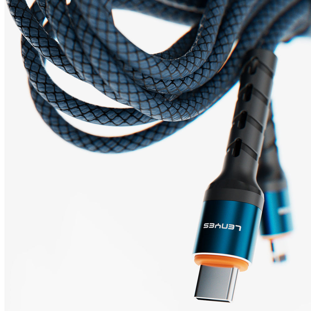 Lenyes LC515 Type-C to Lightning Hızlı Şarj Özellikli Örgülü Data ve Şarj Kablosu 30W 1M