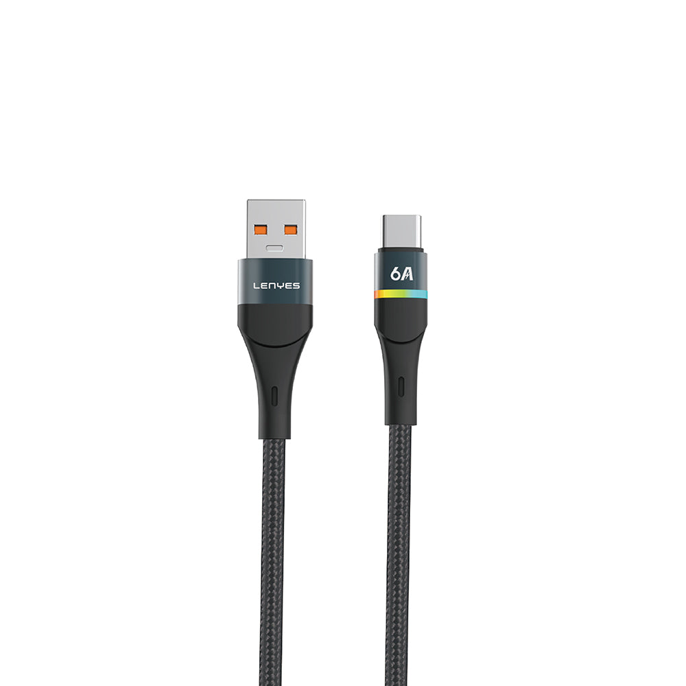 Lenyes LC520 USB-A to Type-C 6A Örgü Tasarımlı Hızlı Şarj Özellikli Data ve Şarj Kablosu 66W 1M