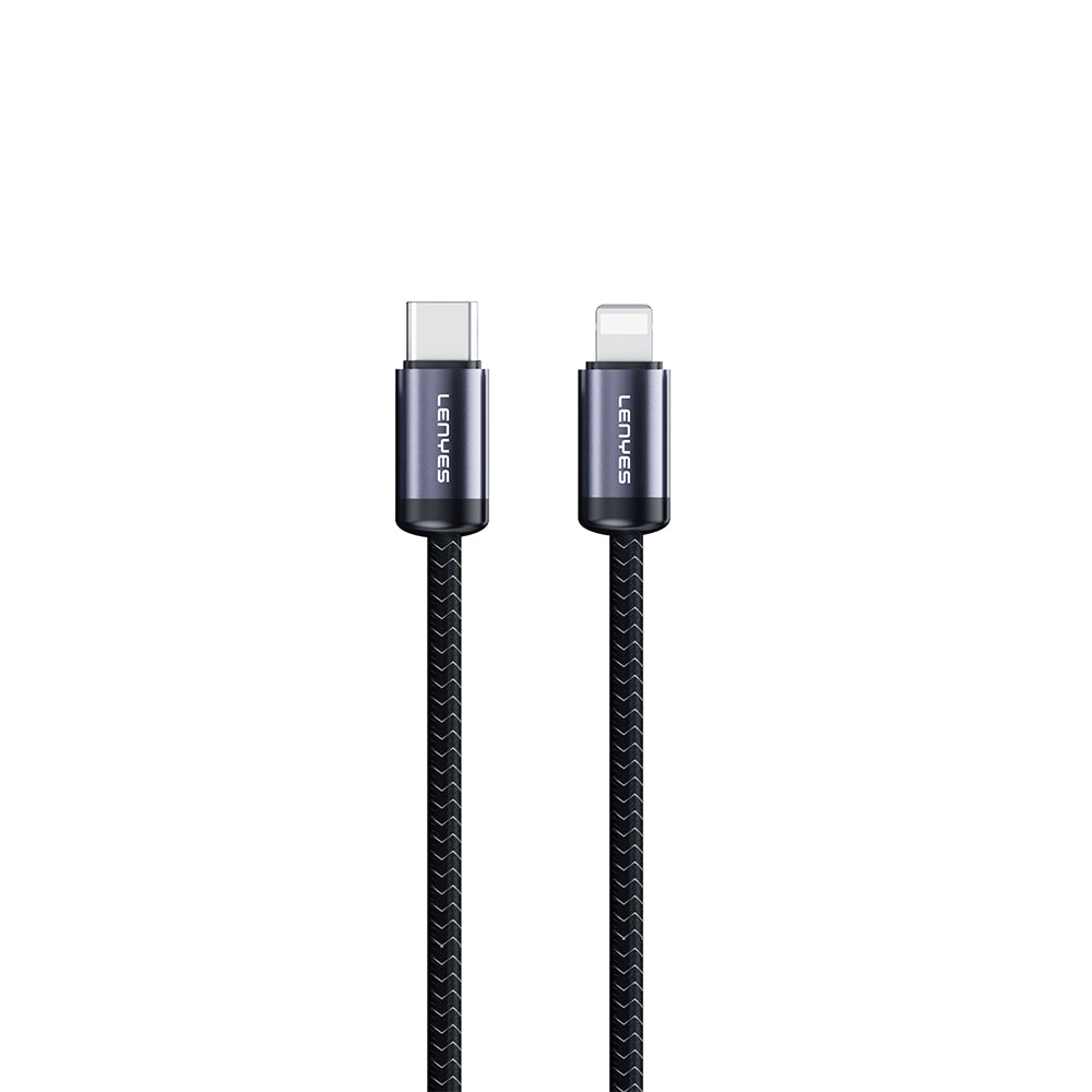 Lenyes LC537 Type-C to Lightning Hızlı Şarj Özellikli Örgülü  27W 1 Metre Data ve Şarj Kablosu