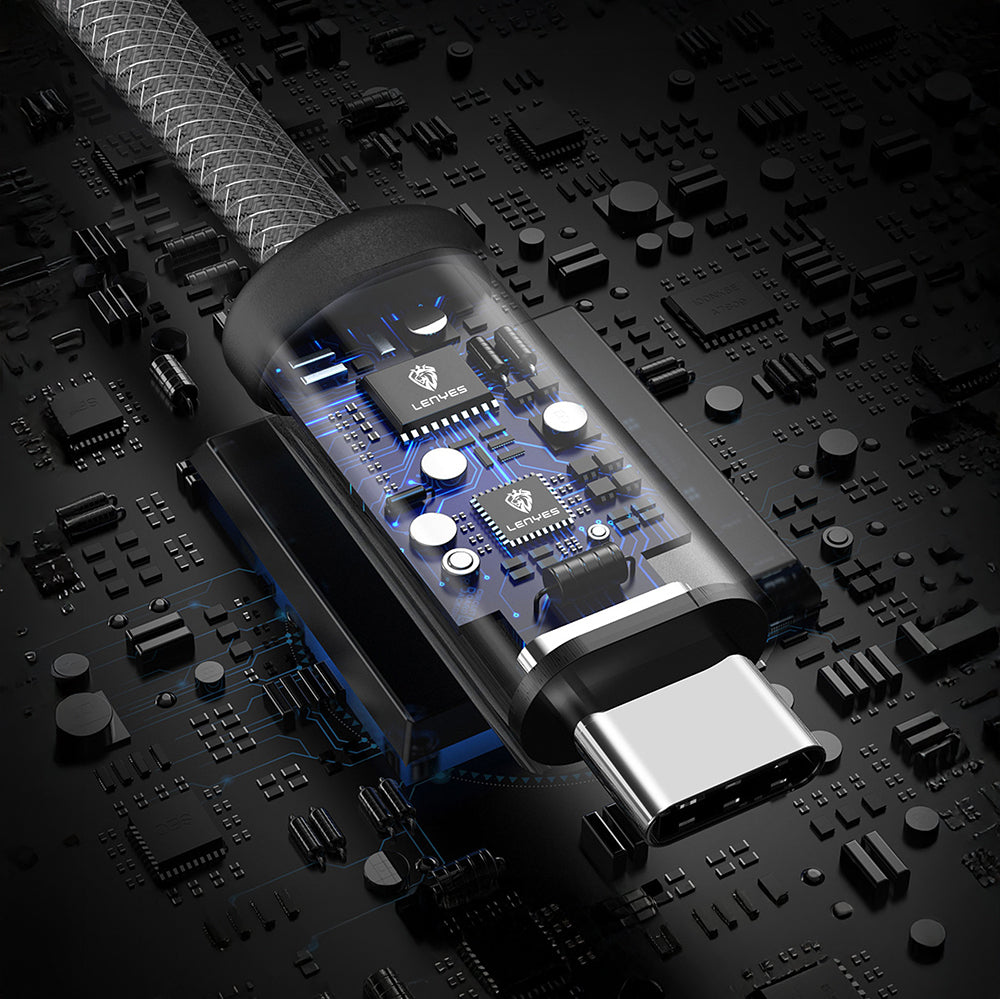 Lenyes LC537 Type-C to Lightning Hızlı Şarj Özellikli Örgülü  27W 1 Metre Data ve Şarj Kablosu