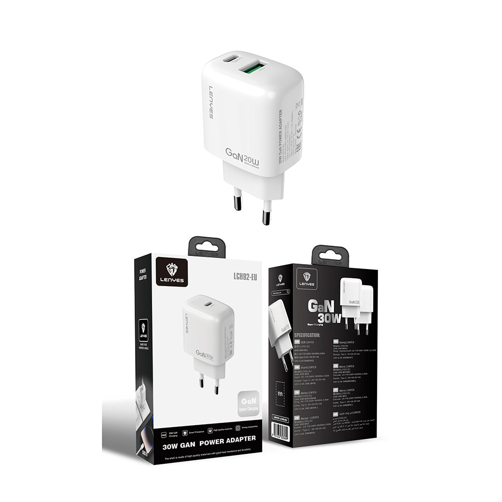 Lenyes LCH92 Type-C GaN Teknolojili PD Hızlı Şarj Özellikli Şarj Başlığı 30W
