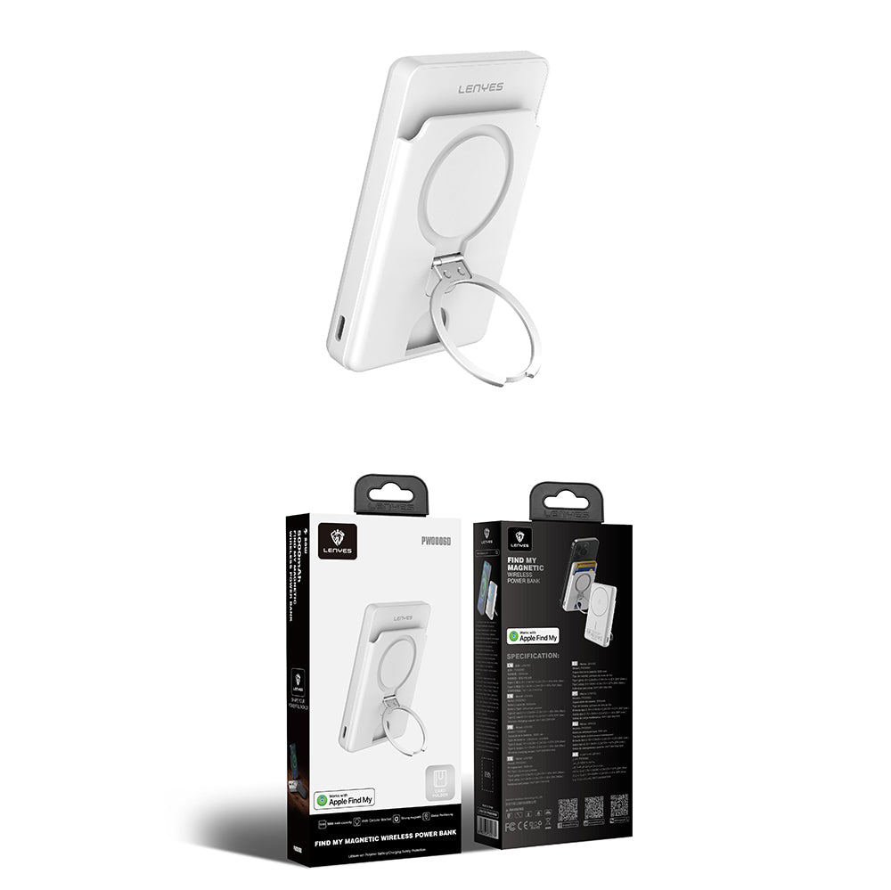 Lenyes PW0006D PD 20W Hızlı Şarj Özellikli Kartlıklı Standlı 15W 5000mAh Kablosuz Powerbank