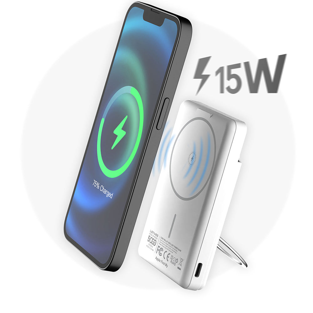 Lenyes PW0006D PD 20W Hızlı Şarj Özellikli Kartlıklı Standlı 15W 5000mAh Kablosuz Powerbank