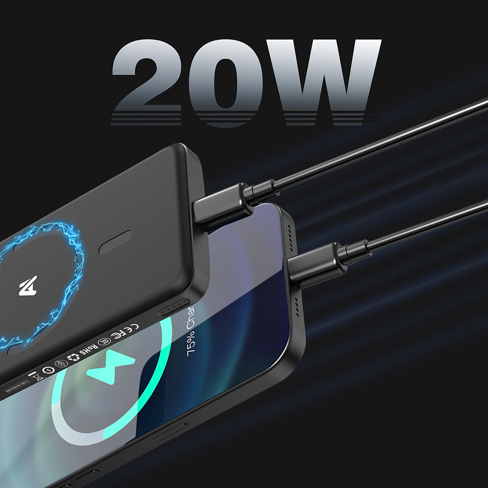 Lenyes PW0008D PD 20W LED Ekranlı Yapay Zeka Destekli Ultra İnce Wireless Powerbank 15W 5000mAh