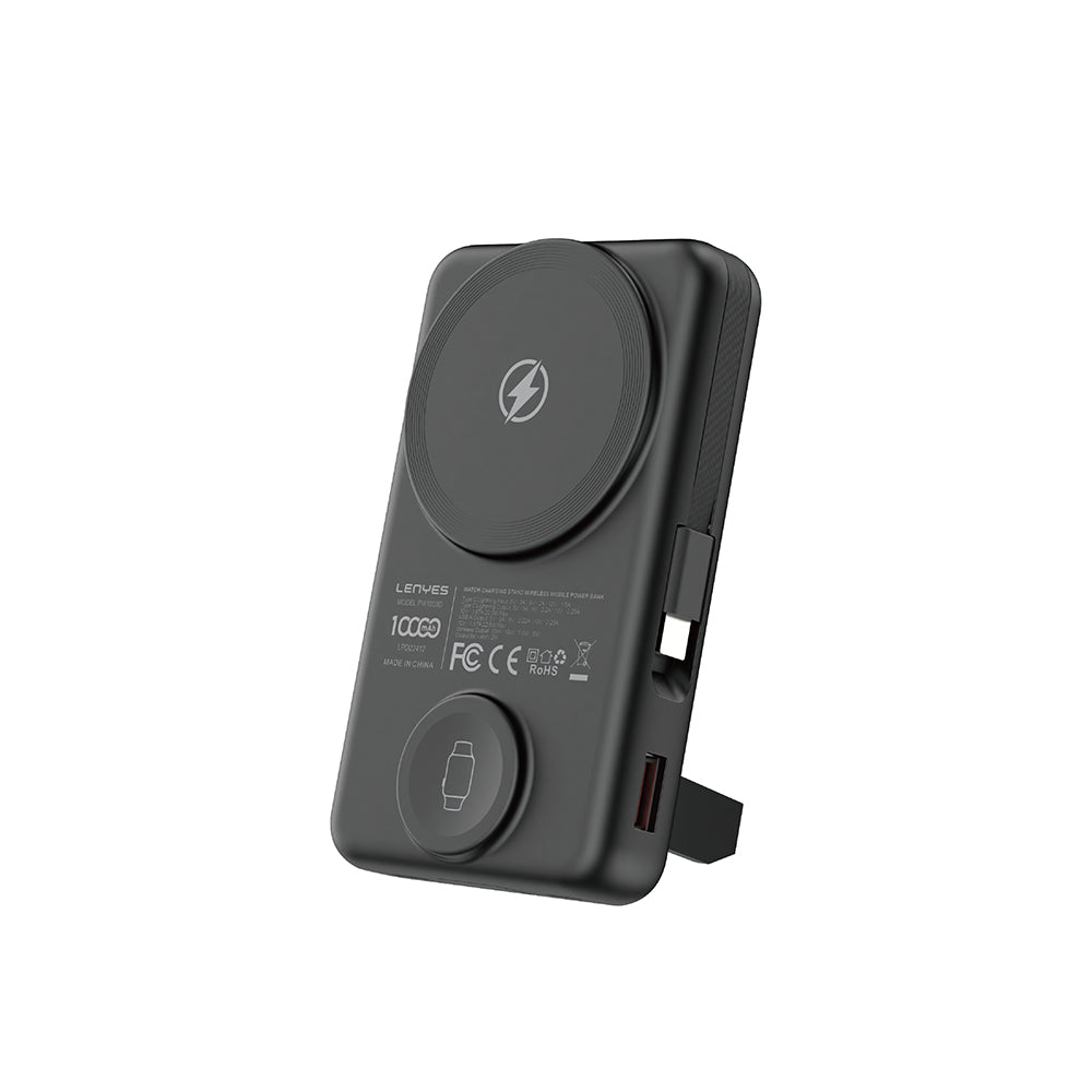 Lenyes PW1003D 22.5W Dijital LED Ekranlı Akıllı Saat Kablosuz Şarj Özellikli Standlı Powerbank 15W 10000mAh