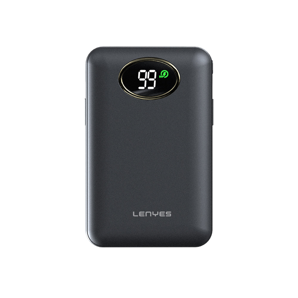 Lenyes PW222D Dijital LED Göstergeli Type-C ve Lightning Kablolu/Kablosuz Powerbank 18W 20.000mAh