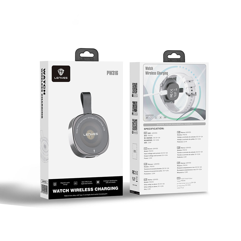 Lenyes PW316 Akıllı Saat Mini Kablosuz Magnetik Şarj Aleti 2.5W