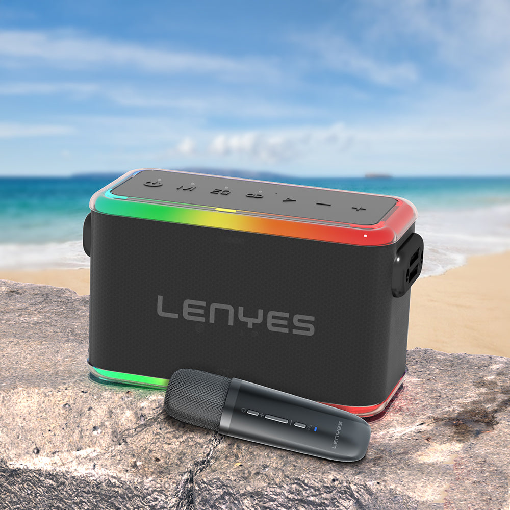 Lenyes S834 RGB Led Işıklı Bluetooth Speaker Hoparlör ve Karaoke Bluetooth Mikrofon