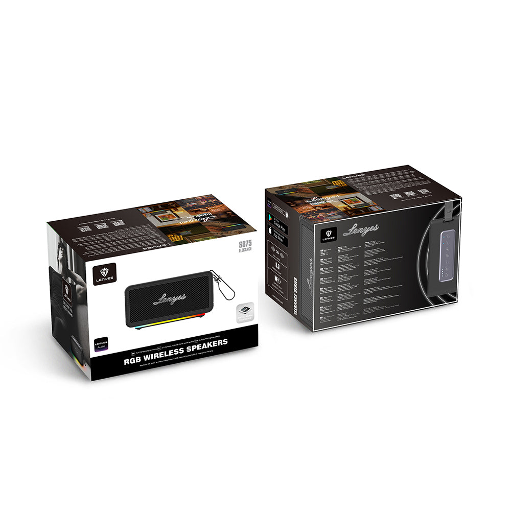 Lenyes S875 Elegance Serisi RGB Işıklı Taşınabilir Su Geçirmez TWS v5.3 40W Bluetooth Hoparlör