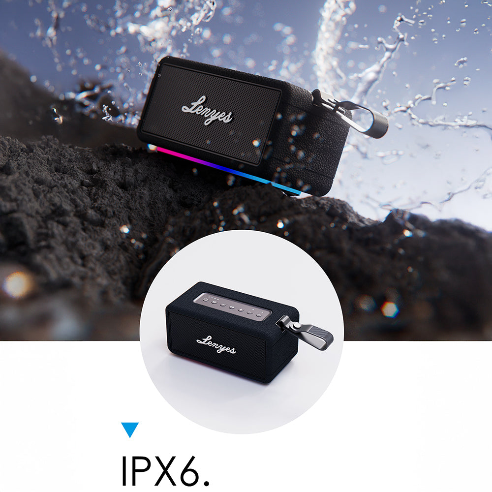 Lenyes S875 Elegance Serisi RGB Işıklı Taşınabilir Su Geçirmez TWS v5.3 40W Bluetooth Hoparlör
