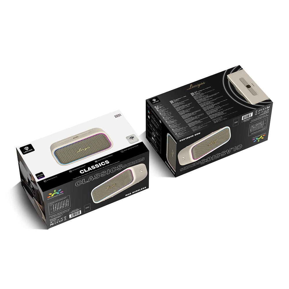 Lenyes S891 RGB Işıklı Taşınabilir Su Geçirmez OTG-TWS Bluetooth Hoparlör v5.3 80W