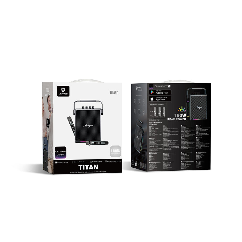 Lenyes Titan 1 Serisi RGB Işıklı Çift Mikrofonlu Bluetooth v5.3 5000mAh Hoparlör