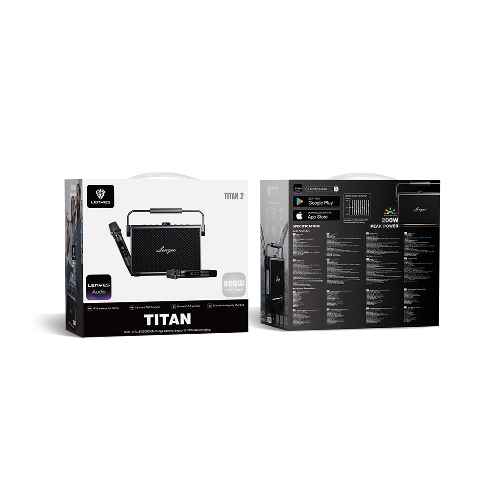 Lenyes Titan 2 Serisi RGB Işıklı Çİft Mikrofonlu Taşınabilir TWS Bluetooth  v5.3 5000mAh Speaker Hoparlör