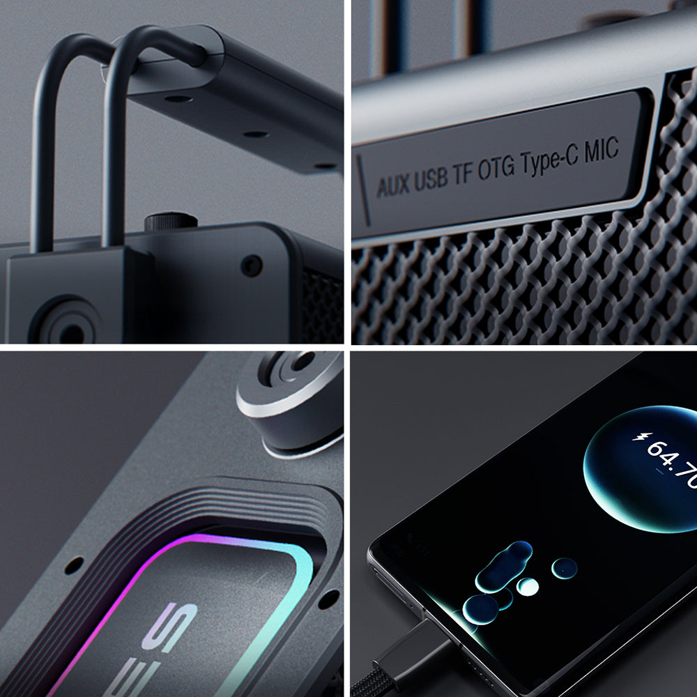 Lenyes Titan 2 Serisi RGB Işıklı Çİft Mikrofonlu Taşınabilir TWS Bluetooth  v5.3 5000mAh Speaker Hoparlör
